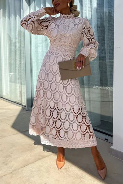 Hollow Out Sleeves Mid Dress