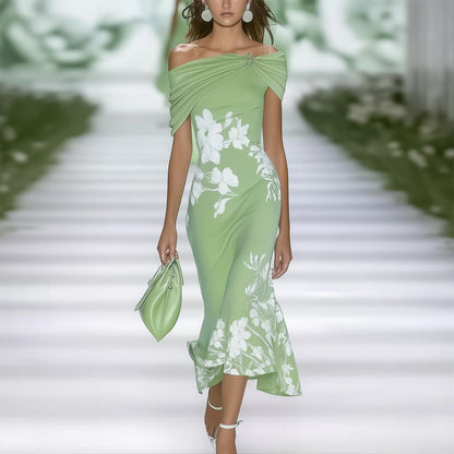 Short Sleeve Green Maxi Dress