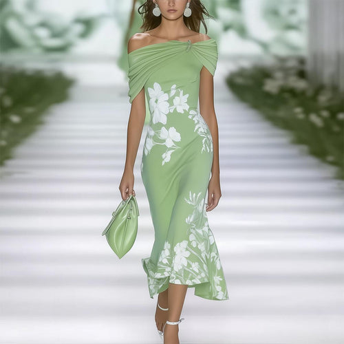 Short Sleeve Green Maxi Dress