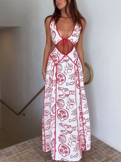 Chic Strappy Backless Resort Dress