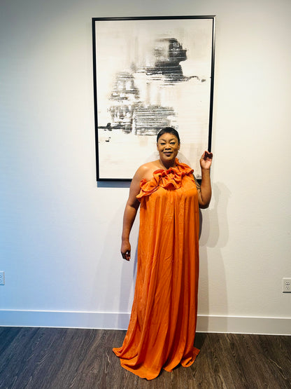 One-shoulder Floral Maxi Dress