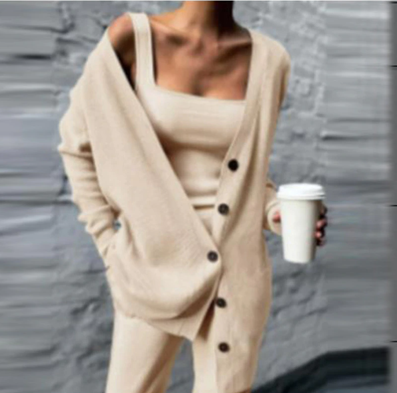 Lucy Comfortable Knitted Three-Piece Set