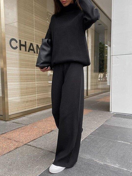 Ava - Knitted solid color loose casual suit