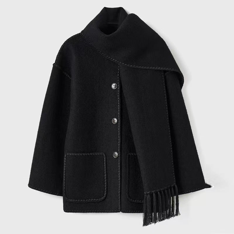 Natalie Hepburn Style Woolen Cape Coat