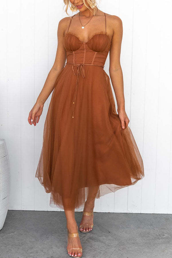 Alexa Elegant Chiffon Suspenders Party Maxi Dress