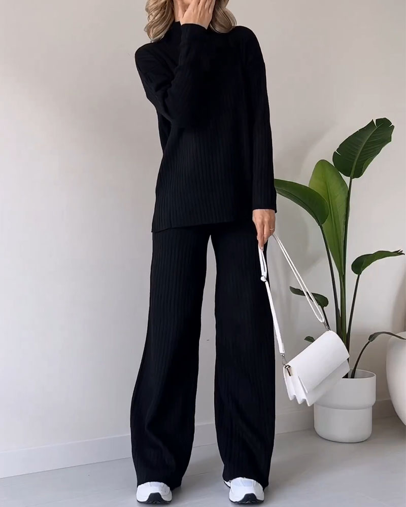 Bella Chic slit casual two-piece set