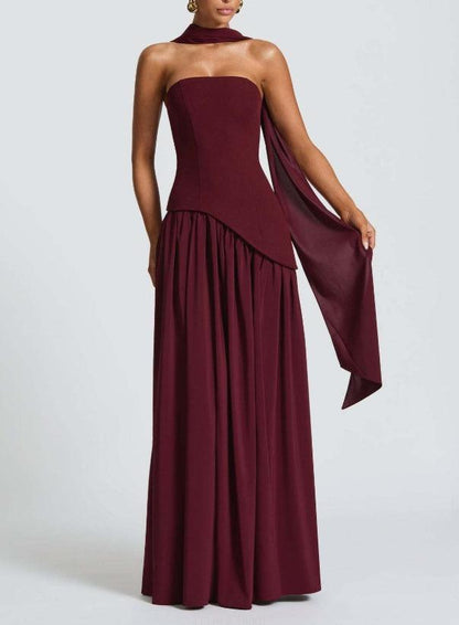Sarah Elegant Off-Shoulder Chiffon Maxi Dress