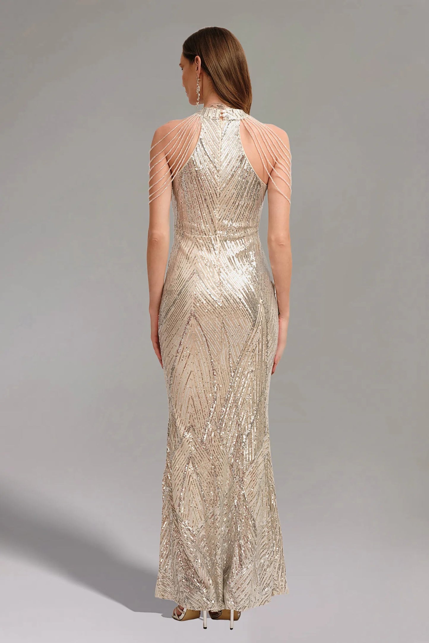 Ella Elegant Sequin Sleeveless Maxi Gown