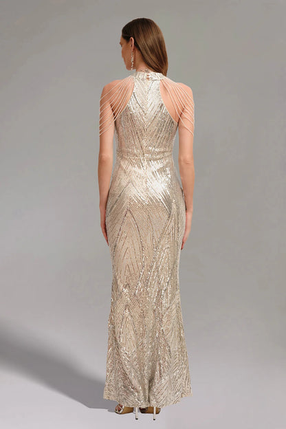 Ella Elegant Sequin Sleeveless Maxi Gown