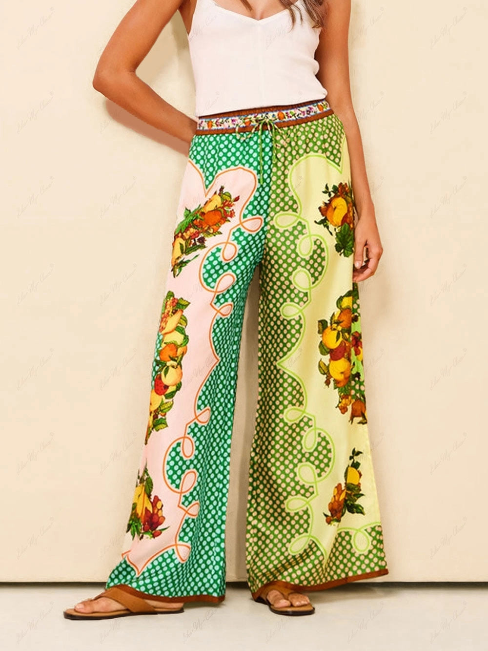 Nora Multicolor Print Lemon Pants