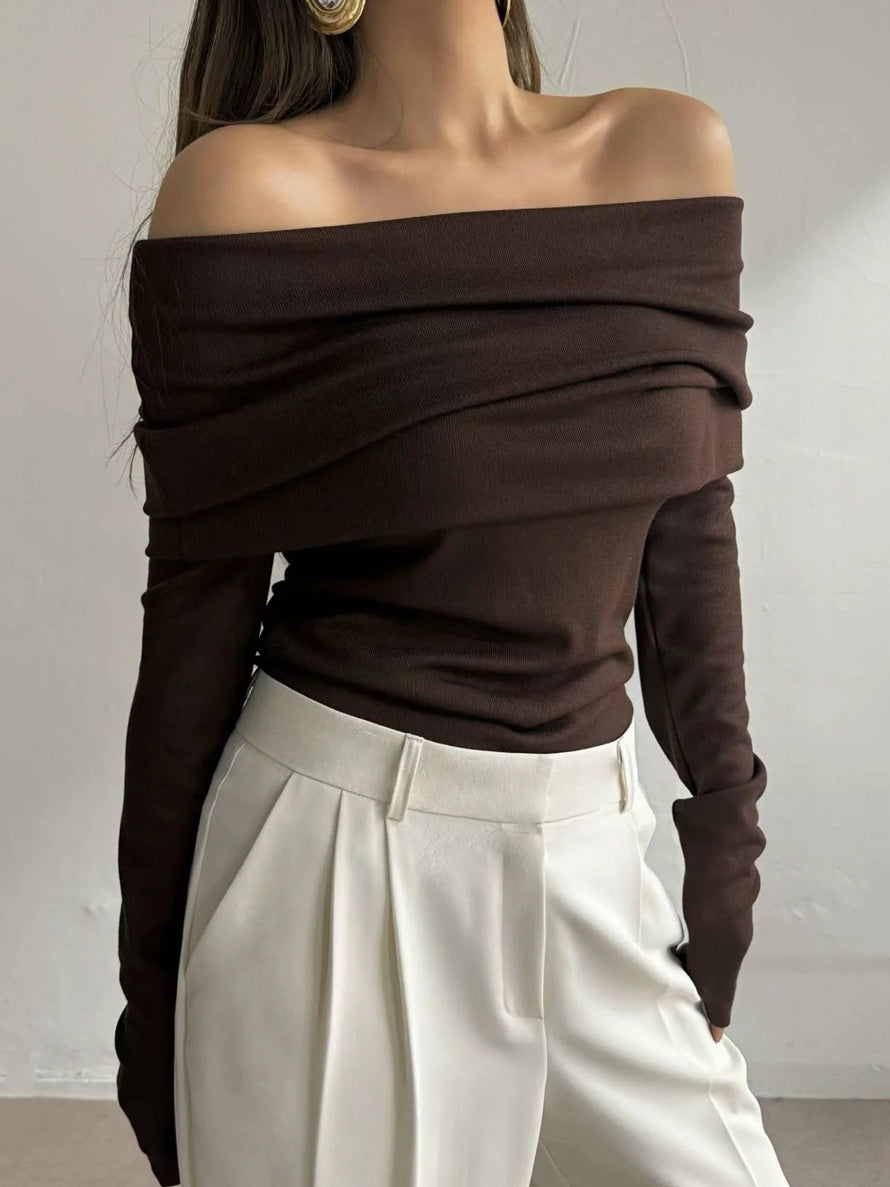 Nora One-shoulder Chest-wrap Sweater