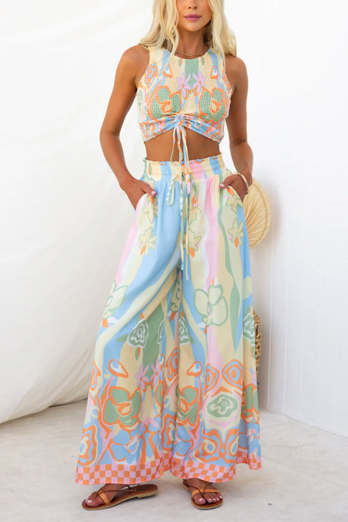 Elastic Waist Printed Pants