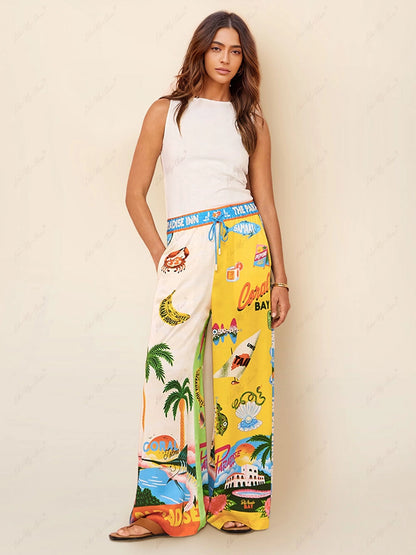 Beach Summer Style Printed Pants