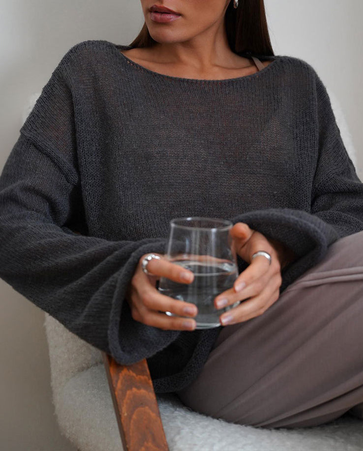 Zoey Elegant See-through Bell Sleeve Knit Top