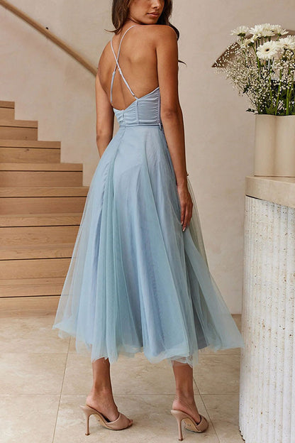 Alexa Elegant Chiffon Suspenders Party Maxi Dress