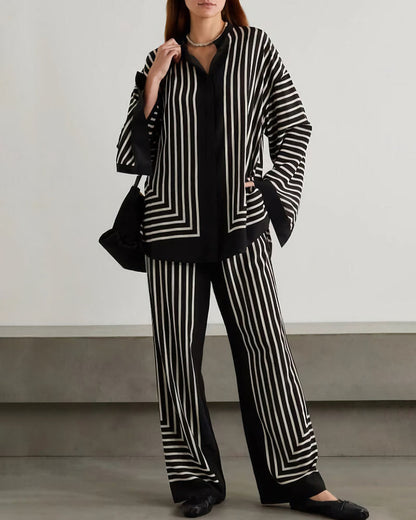 striped slit casual shirt