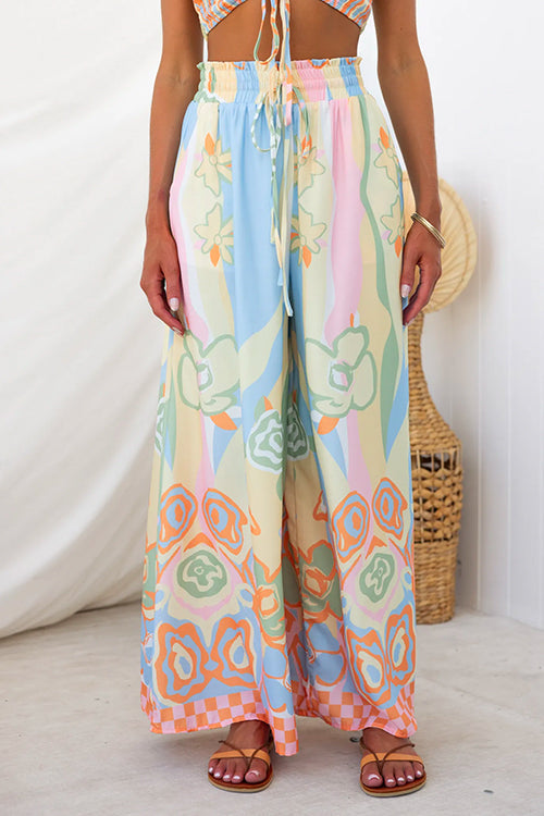 Elastic Waist Printed Pants