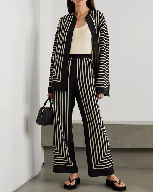striped slit casual shirt