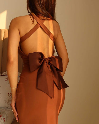 Sexy Backless Bow Dress