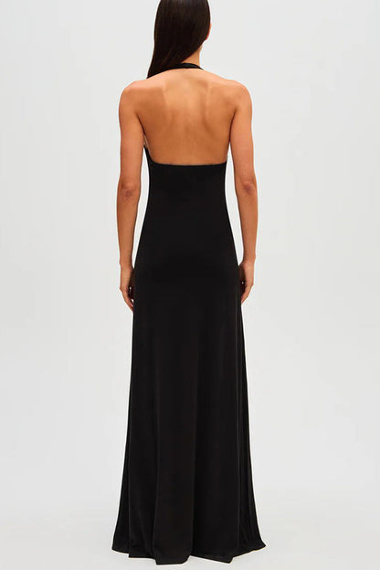 Mia Elegant Waterfall Sash Drape Maxi Dress