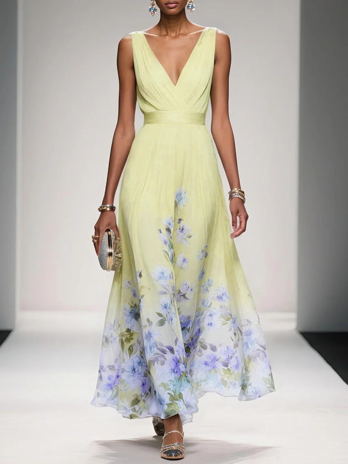 Amelia V Neck Sleeveless A-Line Maxi Dress