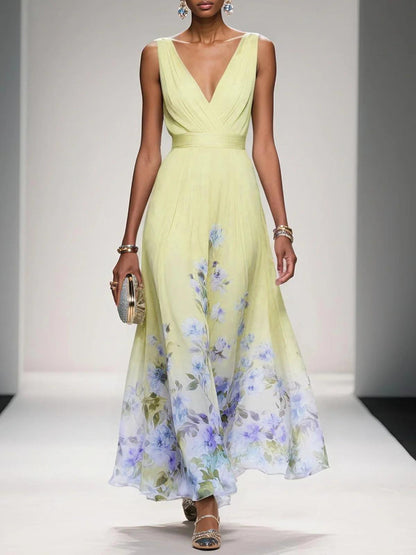 Amelia V Neck Sleeveless A-Line Maxi Dress