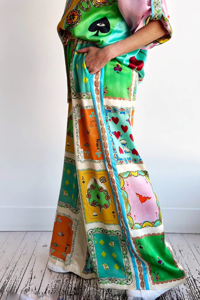 Isla Stylish Poker Print Satin Blouse