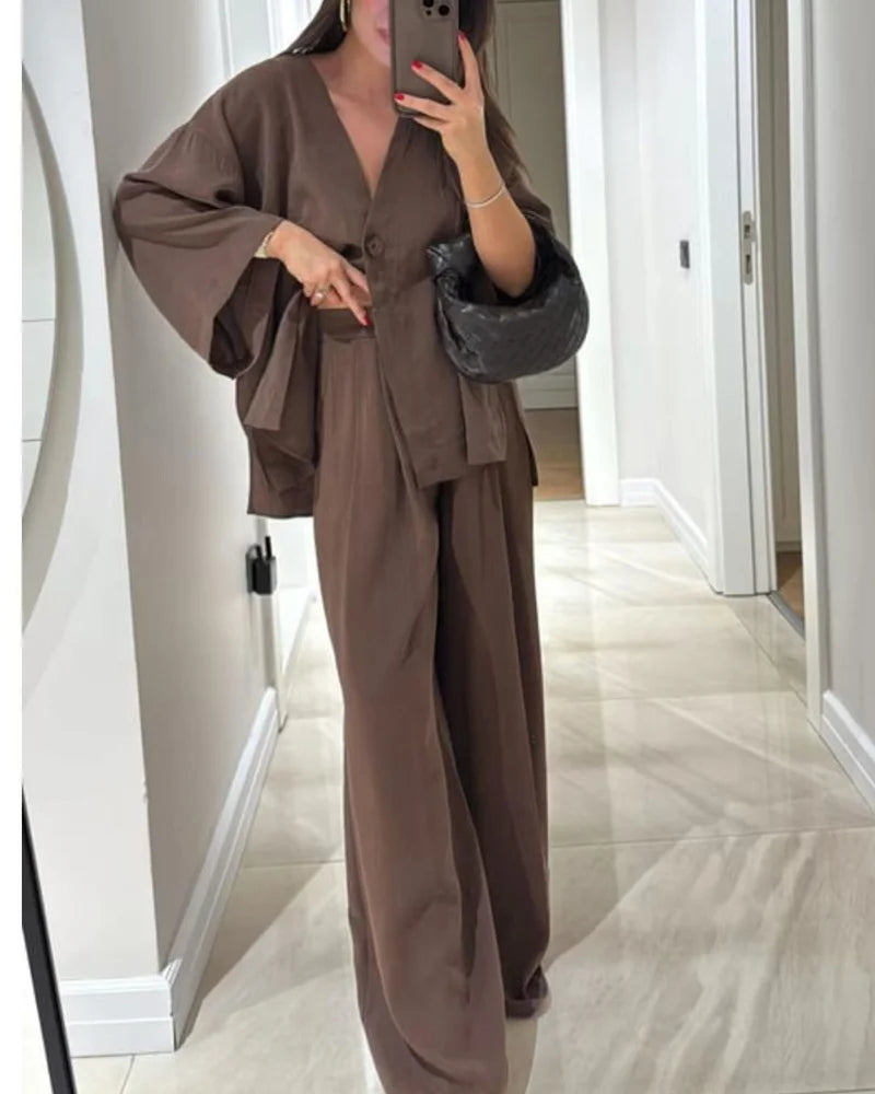 Nina Flowing V-Neck Lounge Set
