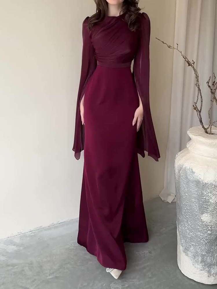 Mia Elegant Solid Color Slim Dress