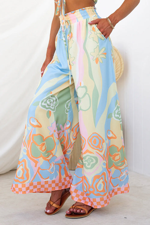 Elastic Waist Printed Pants