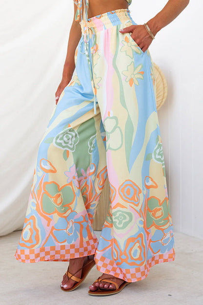 Elastic Waist Printed Pants