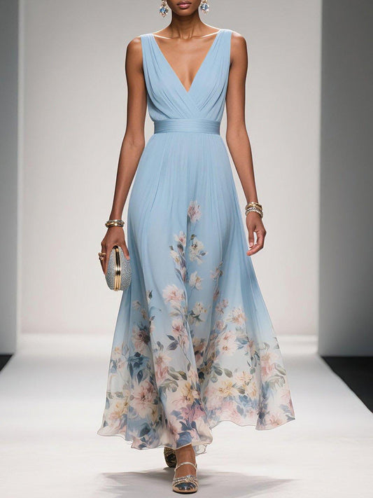 Amelia V Neck Sleeveless A-Line Maxi Dress