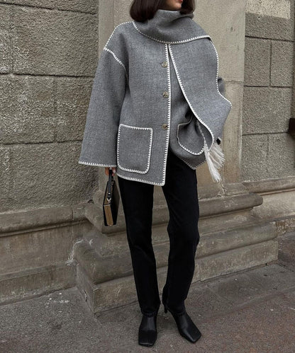 Natalie Hepburn Style Woolen Cape Coat