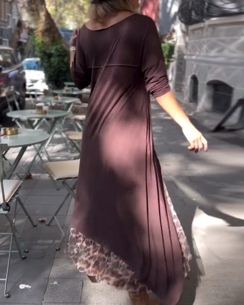 Amira Long Sleeve Dress with Tulle Effect Skirt