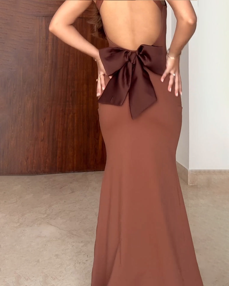 Sexy Backless Bow Dress