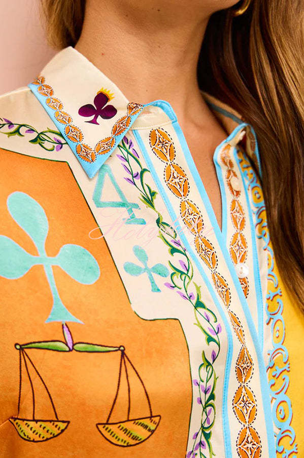 Isla Stylish Poker Print Satin Blouse