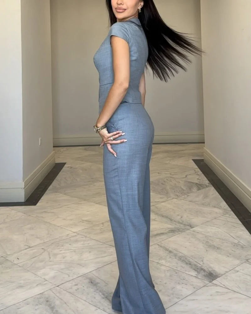 Vanessa Sleek V-Neck Pantsuit