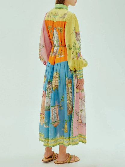 Grace Garden Print Button-Down Midi Dress