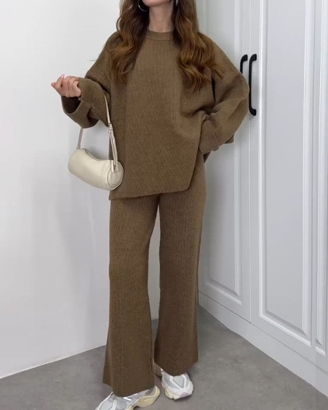 Clara - Casual Crewneck Sweater & Pants Two-piece Set