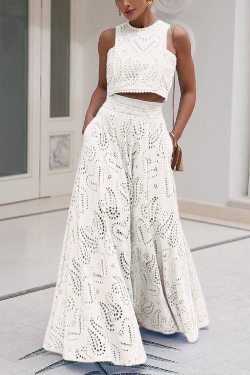 Hollow Out High Waist Skirt Set