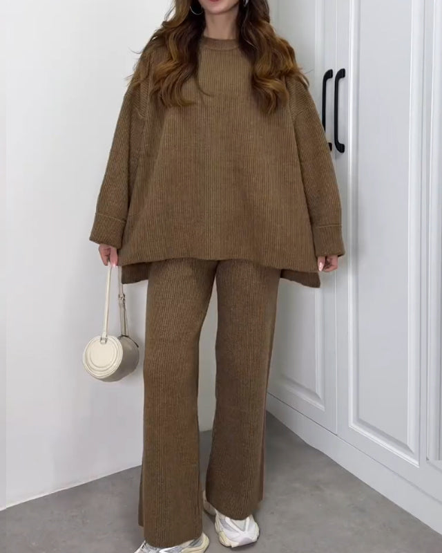 Clara - Casual Crewneck Sweater & Pants Two-piece Set