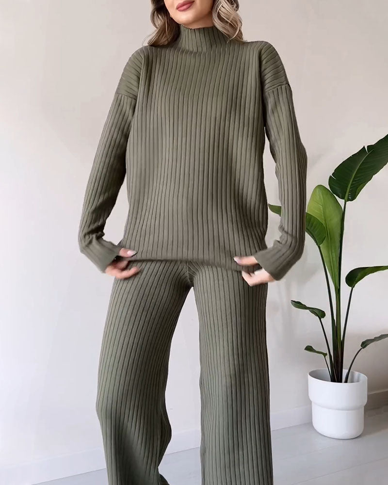 Bella Chic slit casual two-piece set