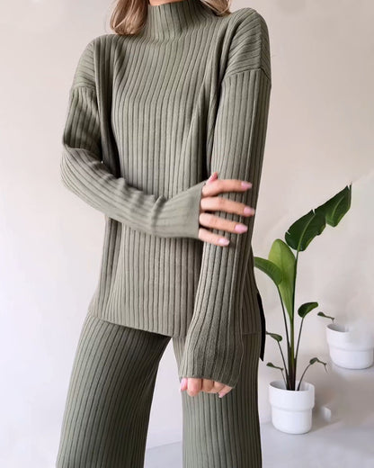 Bella Chic slit casual two-piece set