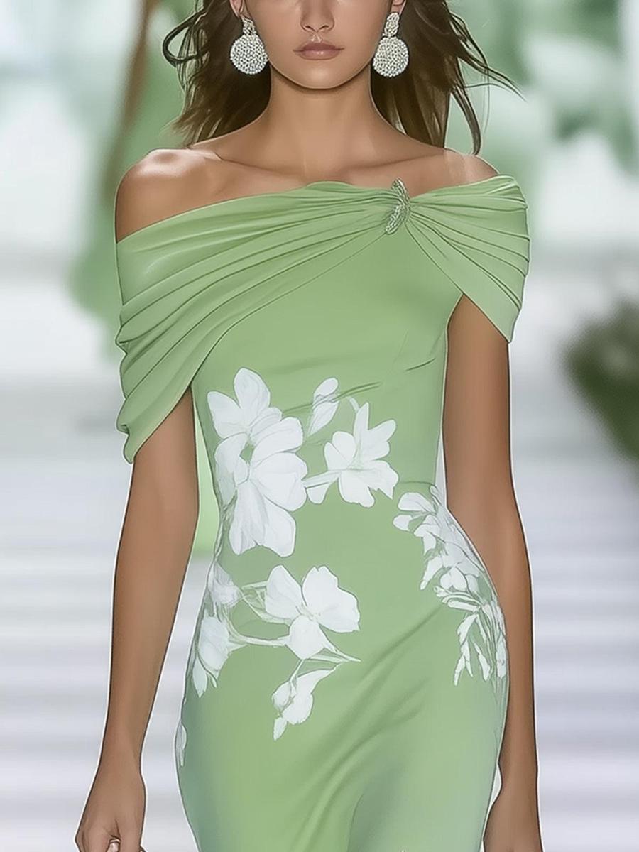 Short Sleeve Green Maxi Dress