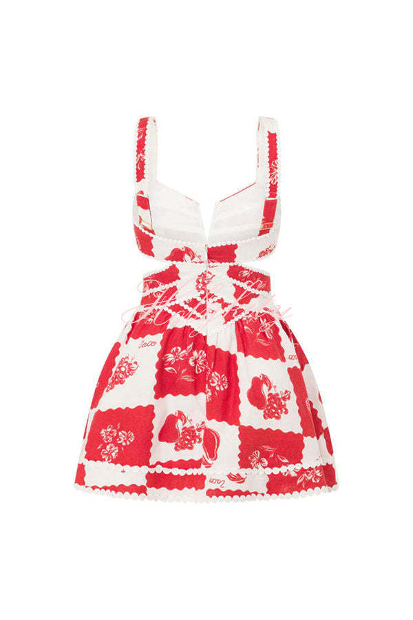 Hailey Stylish Linen Blend Ric Rac Cutout Mini Dress