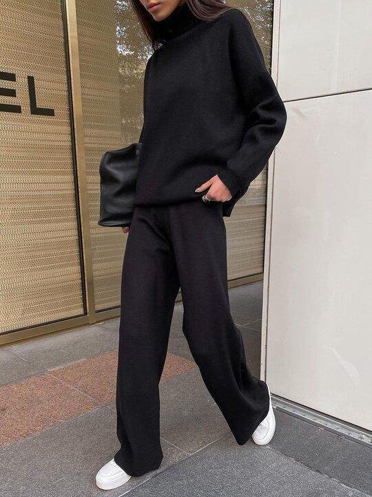 Ava - Knitted solid color loose casual suit