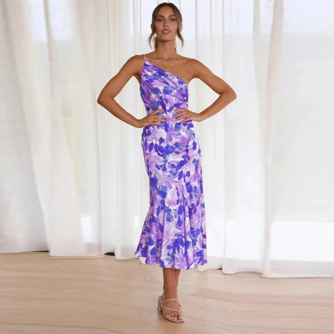 Eliza  Elegant One-Shoulder Dress