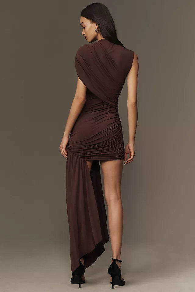 Valencia Noir Draped Mini Dress