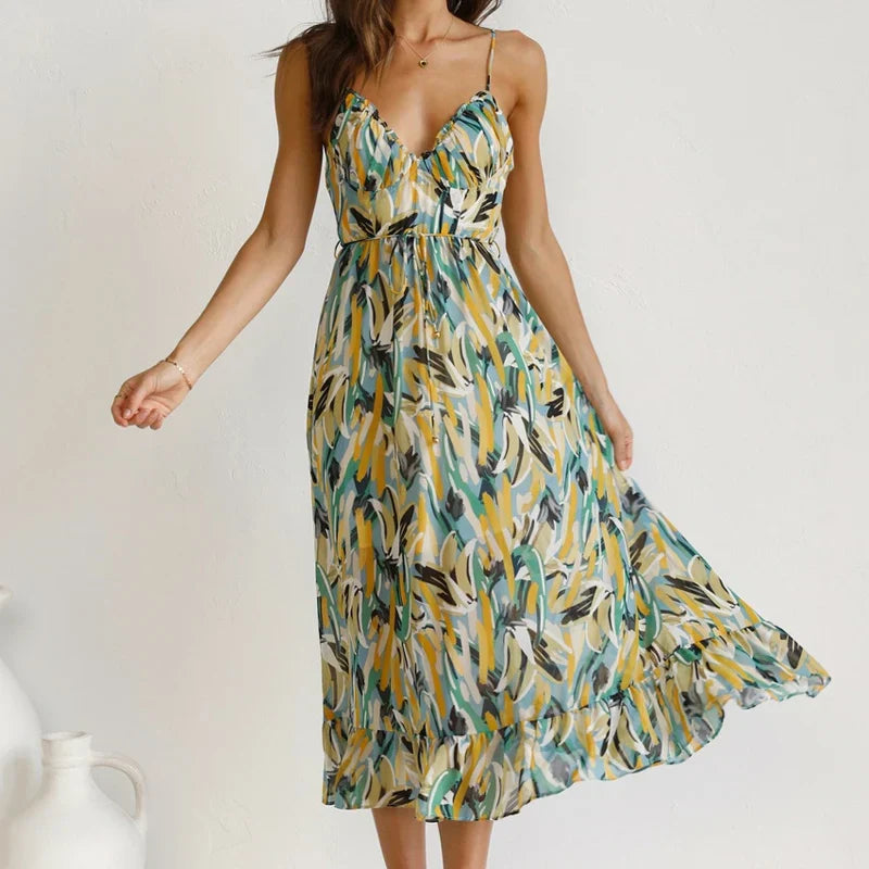 Amara Elegant Long Patterned Dress