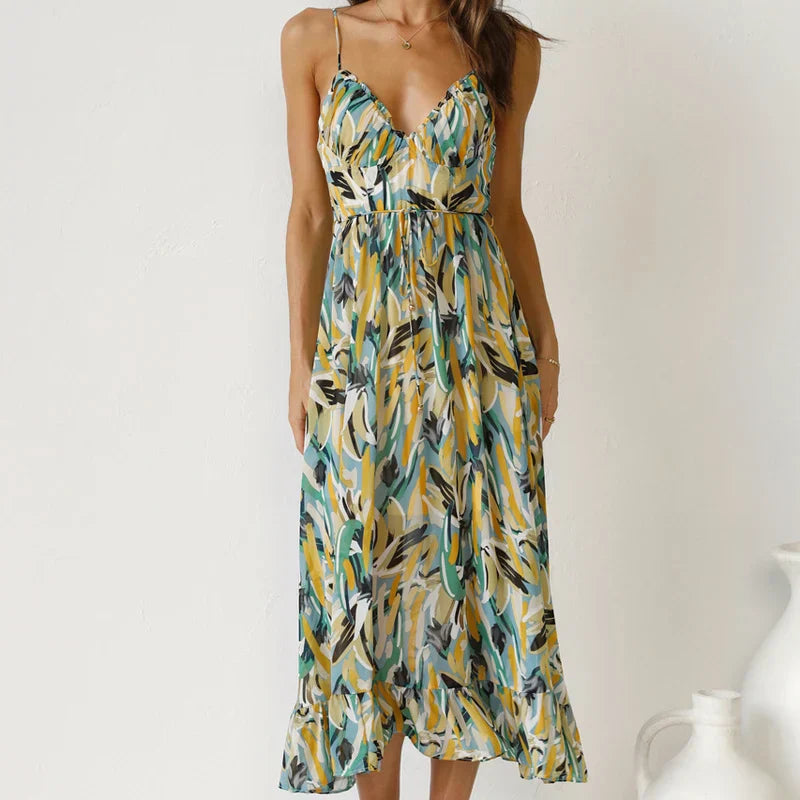 Amara Elegant Long Patterned Dress